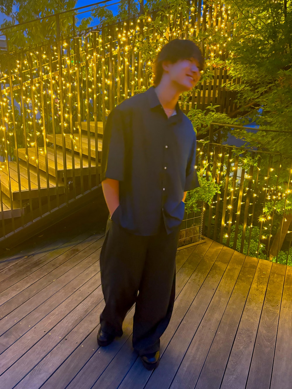 「大人カジュアル、きれいめカジュアル、おしやれ」｜「SINSSのLoose fit gradation HS shirt / ルーズフィットグラデーションハーフスリーブシャツ（シャツ/ブラウス、ブルー系）」を使った、りょうたさん（メンズ・176cm）の夏コーディネートの1枚目の写真