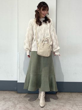 「DRESKIP（ドレスキップ）のアイテム（ブーツ）」を使った、はるなさん（レディース・159cm）の冬コーディネート