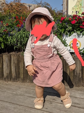 「PETIT BATEAU（プチバトー）のアイテム（帽子）」を使った、ちえさん（キッズ・80cm）の秋コーディネート