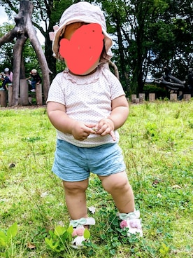 「PETIT BATEAU（プチバトー）のアイテム（帽子）」を使った、ちえさん（キッズ・80cm）の夏コーディネート