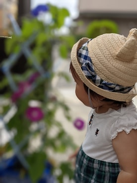 「アイテム（ママ＆ベビー、グリーン系）」を使った、ちえさん（キッズ・80cm）の夏コーディネート