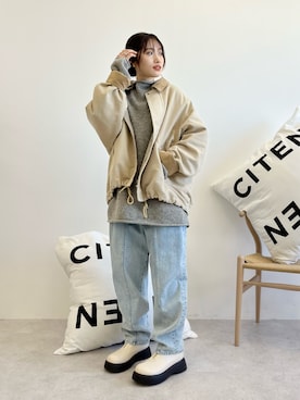 「CITEN（シテン）のアイテム（その他アウター）」を使った、Miku Sugimotoさん（レディース・158cm）の秋コーディネート