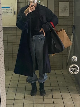 「ブーツイン」｜「アイテム（トレンチコート）」を使った、maikoさん（レディース・170cm）の春コーディネート