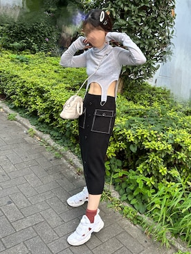 「VIOLETTA（ヴィオレッタ）のアイテム（Tシャツ/カットソー）」を使った、ピヨ豆さん（レディース・158cm）の秋コーディネート