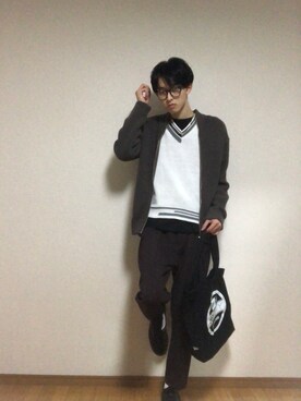 「NANO universe（ナノユニバース）のアイテム（ブルゾン）」を使った、渋谷祐貴さん（メンズ・186cm）の冬コーディネート