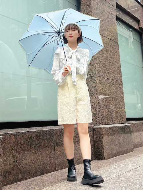 もなか バーガンディ フリルリボンシャツ MA*RS】袖スピンドルリボン