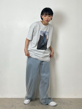 「カーブデニム」｜まりえってぃ【個性派マニッシュ】さん（レディース・156cm）の夏コーディネート