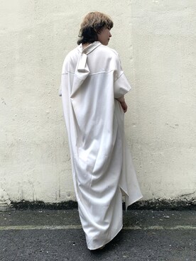 「ゆったりシルエット」｜「アイテム（ワンピース/ドレス）」を使った、まりえってぃ【個性派マニッシュ】さん（レディース・156cm）の夏コーディネート