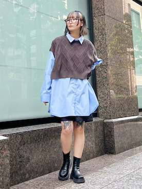 「HALEY PESCA（ヘーリーペスカ）のアイテム」を使った、まりえってぃ【個性派マニッシュ】さん（骨格ウェーブ・レディース・156cm）の秋コーディネート