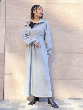 「アイテム（ワンピース/ドレス）」を使った、まりえってぃ【個性派マニッシュ】さん（レディース・156cm・20代）の秋コーディネート