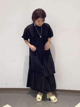 W Closet ダブルクローゼット レディース のワンピース ブラック 黒色系 半袖 コーディネート Zozotown