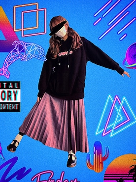 「GRL（グレイル）のプリーツスカート（スカート）」を使った、クマすんさん（レディース・161cm）の秋コーディネート