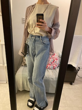 monaさんの「クルーネックノースリーブトップス」を使ったコーディネート