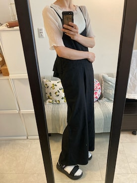 「La-gemme（ラジェム）のアイテム（サロペット/オーバーオール）」を使った、monaさん（レディース・163cm）の夏コーディネート