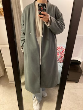 「GRL」｜「アイテム（ノーカラーコート）」を使った、monaさん（レディース・163cm）の冬コーディネート