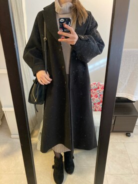 「WEGO（ウィゴー）のアイテム（チェスターコート）」を使った、monaさん（レディース・163cm）の冬コーディネート