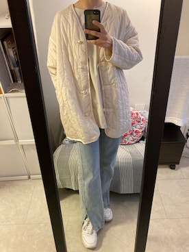 「DISCOAT（ディスコート）のアイテム（その他アウター）」を使った、monaさん（レディース・163cm）の秋コーディネート