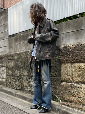 ライダースジャケットを使った 夏コーデ のメンズ人気ファッションコーディネート Wear