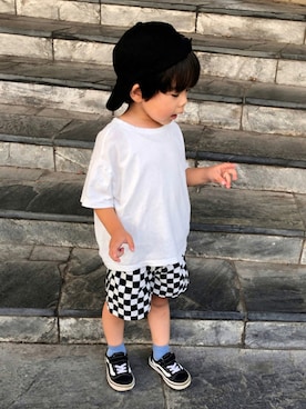 「VANS（バンズ）のキッズ VANS ヴァンズ OLD SKOOL オールドスクール V36CJ SP15 BLACK（スニーカー）」を使った、892kiさん（キッズ・80cm）の秋コーディネート