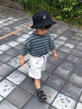 「Ampersand（アンパサンド）のアイテム（サンダル）」を使った、892kiさん（キッズ・80cm）の夏コーディネート