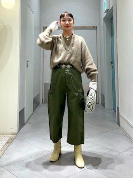 「アイテム（トップス、ブラウン系）」を使った、izumi  ishiketaさん（レディース・157cm）の冬コーディネート