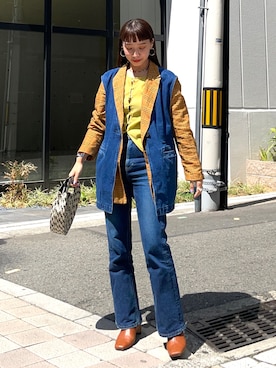 「アイテム（テーラードジャケット、イエロー系）」を使った、izumi  ishiketaさん（レディース・157cm）の春コーディネート