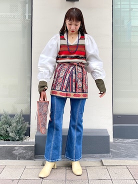 「アイテム（トートバッグ、その他）」を使った、izumi  ishiketaさん（レディース・157cm）の冬コーディネート