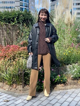 「Ray BEAMS（レイビームス）のアイテム（ステンカラーコート）」を使った、izumi  ishiketaさん（レディース・156cm）の秋コーディネート