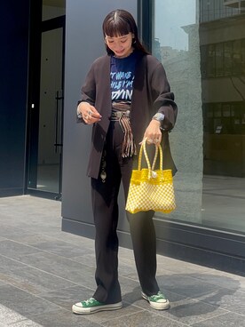 「BEAMS BOY（ビームスボーイ）のアイテム（ノーカラージャケット）」を使った、izumi  ishiketaさん（レディース・157cm）の春コーディネート