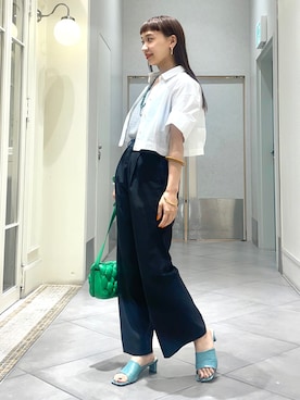 「アイテム（ニット/セーター、シルバー系）」を使った、izumi  ishiketaさん（レディース・157cm）の夏コーディネート