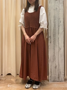 「アイテム（ジャンパースカート、オレンジ系）」を使った、rrriiii0101さん（レディース・155cm）の夏コーディネート