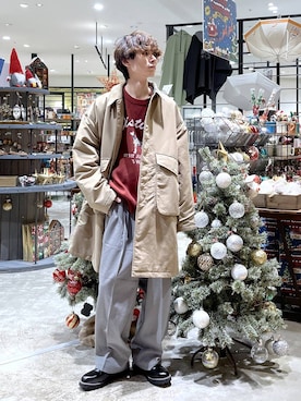 「niko and ...」｜「アイテム（ステンカラーコート）」を使った、daikinikoandさん（メンズ・169cm）の秋コーディネート
