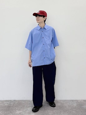 「niko and...（ニコアンド）のNEWプレーントゥシューズ（その他シューズ、ブラック系）」を使った、daikinikoandさん（メンズ・169cm）の夏コーディネート