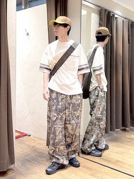 「niko and...（ニコアンド）のカモプリントワイドパンツ（その他パンツ、その他）」を使った、daikinikoandさん（メンズ・169cm）の夏コーディネート