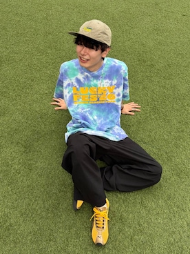 「niko and...（ニコアンド）の【接触冷感】ライトドライイージーパンツ（その他パンツ、ブラック系）」を使った、daikinikoandさん（メンズ・169cm）の夏コーディネート