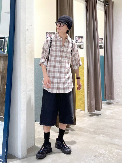 ワイド5ポケットデニムショートパンツ　バギーデニムショーツ