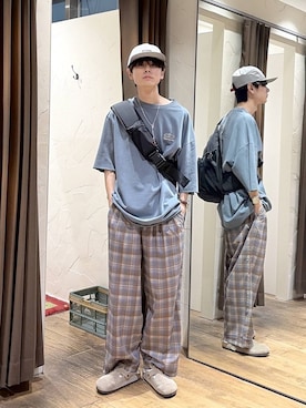 「UNIVERSAL OVERALL（ユニバーサルオーバーオール）のアイテム（バッグ）」を使った、daikinikoandさん（メンズ・169cm）の夏コーディネート