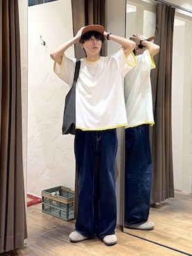 「niko and...（ニコアンド）のLIGHT WIDE 5POCKET DENIM [niko and ...JEANS]（デニムパンツ、ブルー系）」を使った、daikinikoandさん（メンズ・169cm）の夏コーディネート