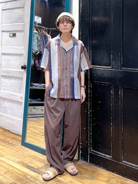「アイテム（ニットキャップ/ビーニー）」を使った、daikinikoandさん（メンズ・169cm）の夏コーディネート
