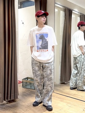 「niko and...（ニコアンド）のカモプリントワイドパンツ（その他パンツ、その他）」を使った、daikinikoandさん（メンズ・169cm）の夏コーディネート