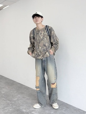 「niko and...（ニコアンド）のミニリップライトリュック（バックパック/リュック、グレー系）」を使った、daikinikoandさん（メンズ・169cm）の夏コーディネート