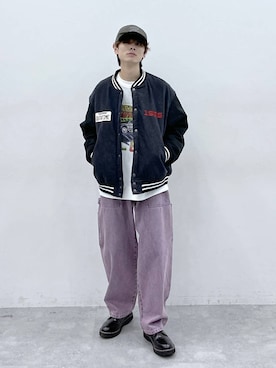 「アイテム（スタジャン）」を使った、daikinikoandさん（メンズ・169cm）の秋コーディネート