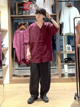 「niko and...（ニコアンド）のリムレスメガネ（メガネ、その他）」を使った、daikinikoandさん（メンズ・169cm）の夏コーディネート