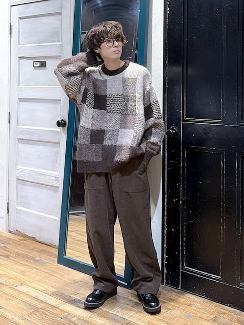 ブロックチェックニットプルオーバー（ニット/セーター）｜niko and