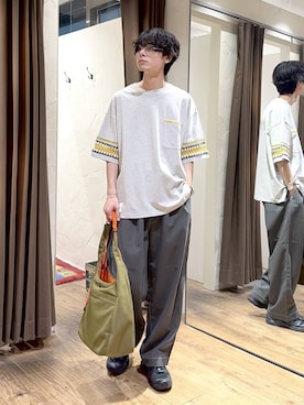 「niko and...（ニコアンド）のリムレスメガネ（メガネ、その他）」を使った、daikinikoandさん（メンズ・169cm）の夏コーディネート