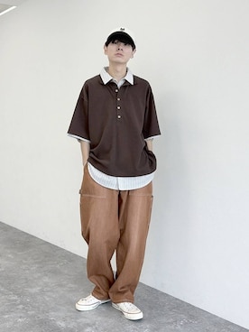「NEW ERA（ニューエラ）の【NEW ERA(ニューエラ)】別注9TWENT EASY SNAP 2-TONE（キャップ、ブラック系）」を使った、daikinikoandさん（メンズ・169cm）の夏コーディネート