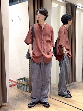 「niko and...（ニコアンド）のNEWプレーントゥシューズ（その他シューズ、ブラック系）」を使った、daikinikoandさん（メンズ・169cm）の夏コーディネート