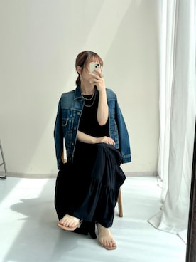 「レギュラー」｜「アイテム（デニムジャケット）」を使った、M A O R I N.さん（レディース・152cm）の夏コーディネート