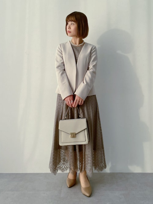 Callarus〕総レースワンピースドレスアンサンブル（ノーカラー