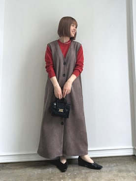 「レギュラー」｜「アイテム（ジャンパースカート）」を使った、M A O R I N.さん（レディース・152cm）の夏コーディネート